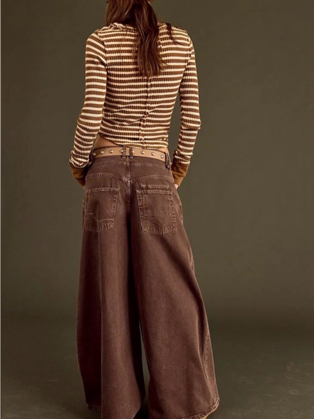 We The Free Wide Leg Brown Jeans - Picture 3 of 12